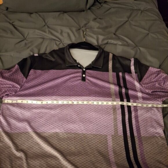 Purple and Black Geometric Patterned Men's Shirt - Picture 5 of 6